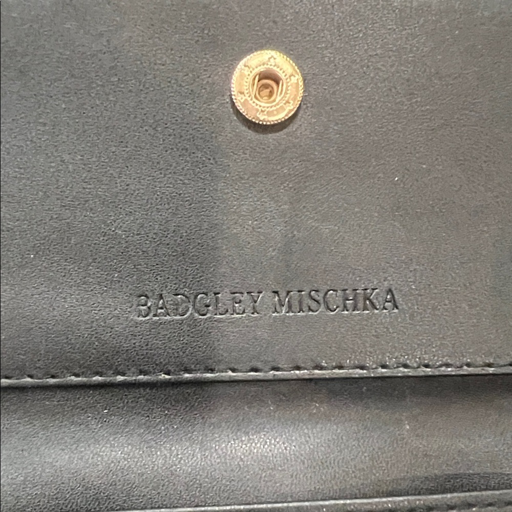 Badgley Mischka Black Quilted Wallet with Gold Accent - Picture 5 of 6